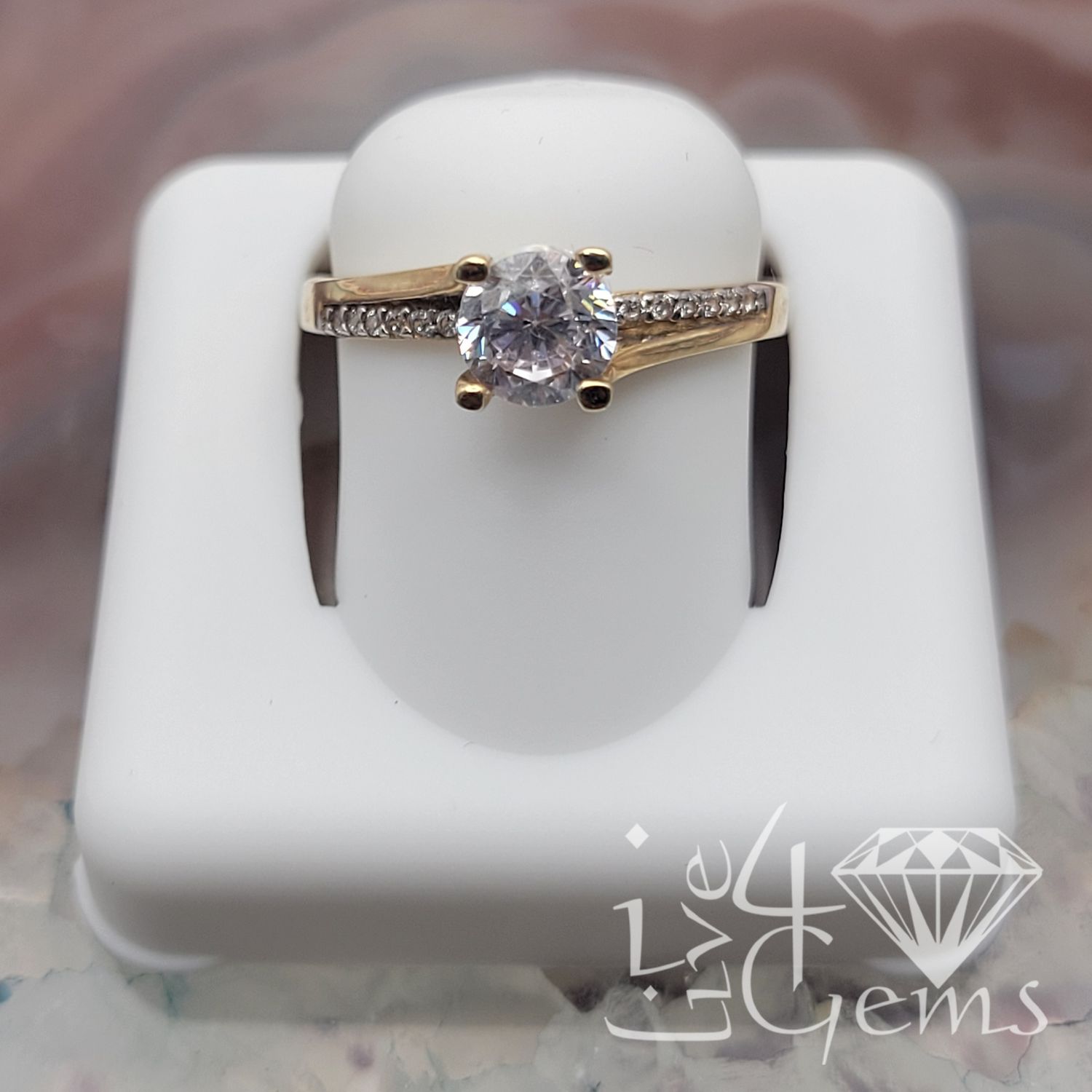 10kty Cz Round Double Row Ring S8