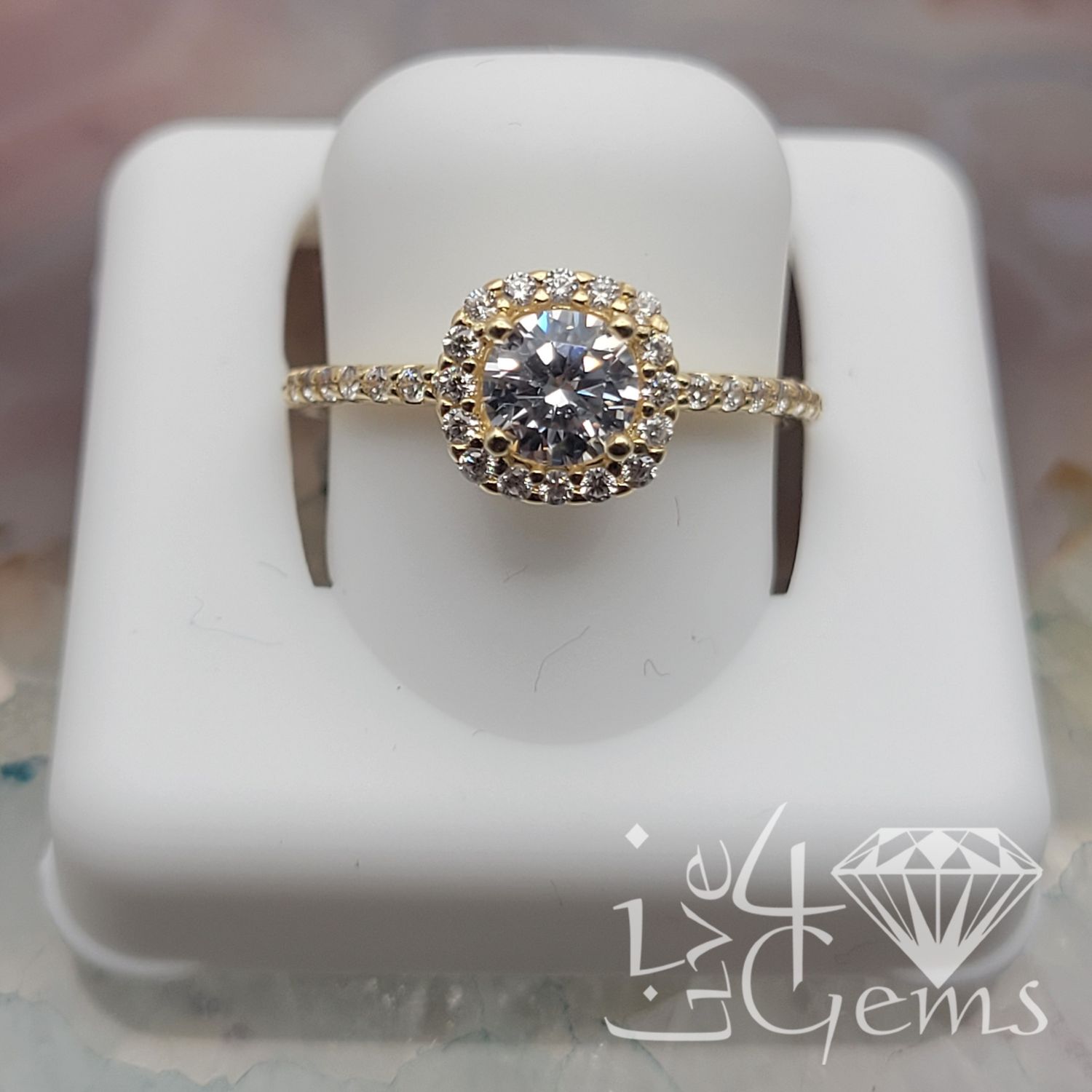 10kty Cushion Cut Cz Halo Ring
