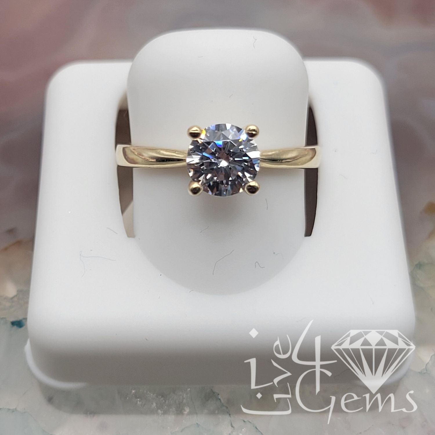 10kty Round Solitaire CZ Ring S7.5