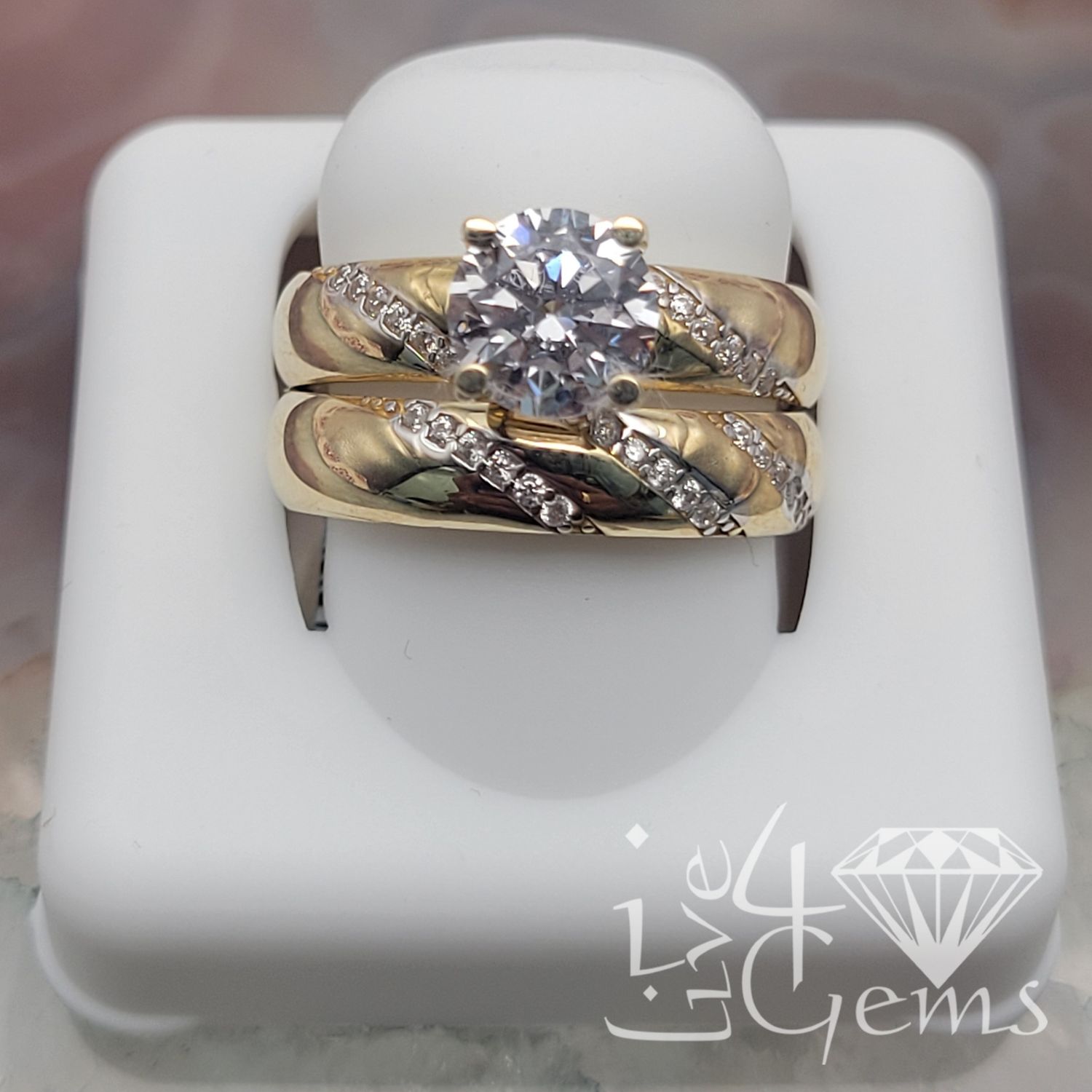 10kty Round Cz Solitaire Bridal Set S7.5