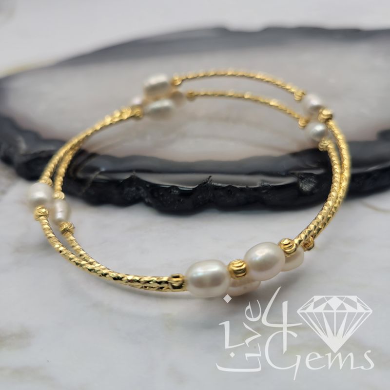 Freshwater Pearl Wrap Bracelet Gold Toned