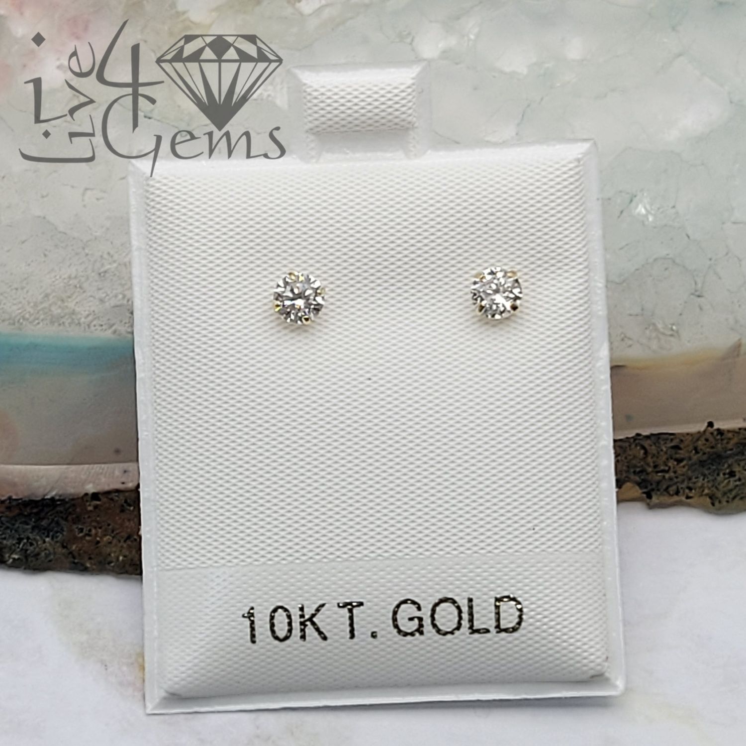 10kty 4mm Cz Round Stud