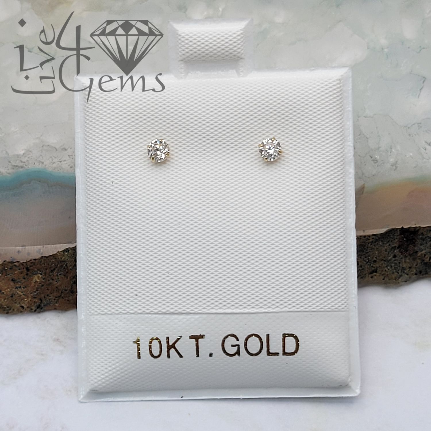 10kty 3mm Round Cz Stud
