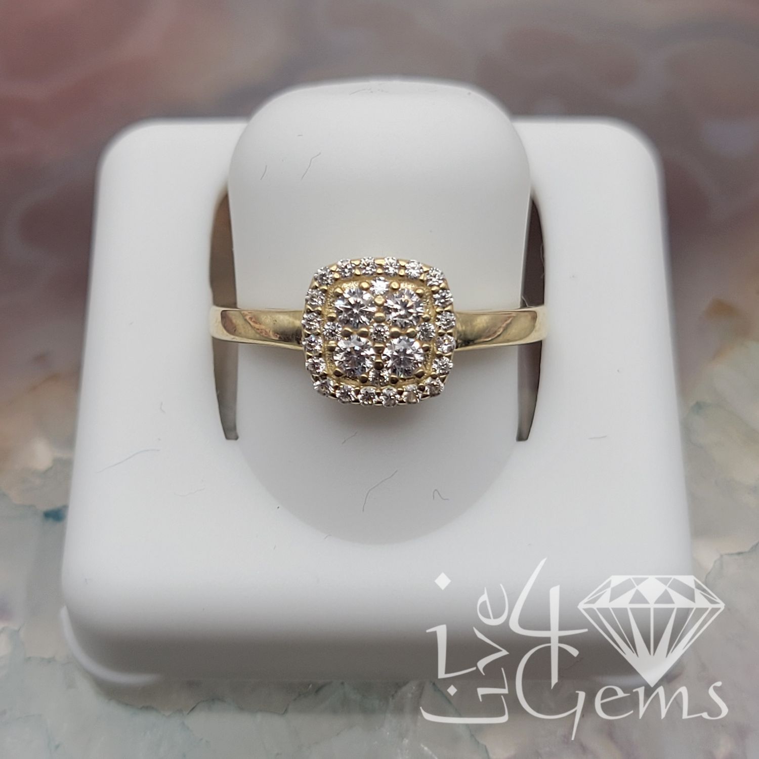 10kty Square Cz Cluster Ring
