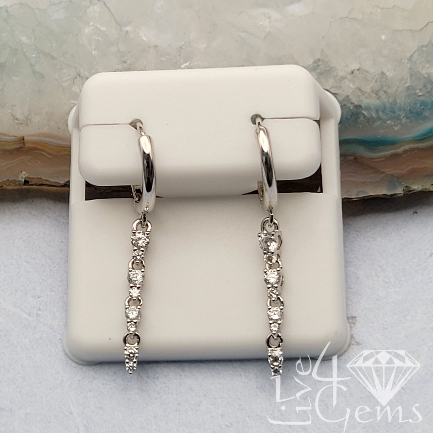 Silver Dangling CZ Hoop