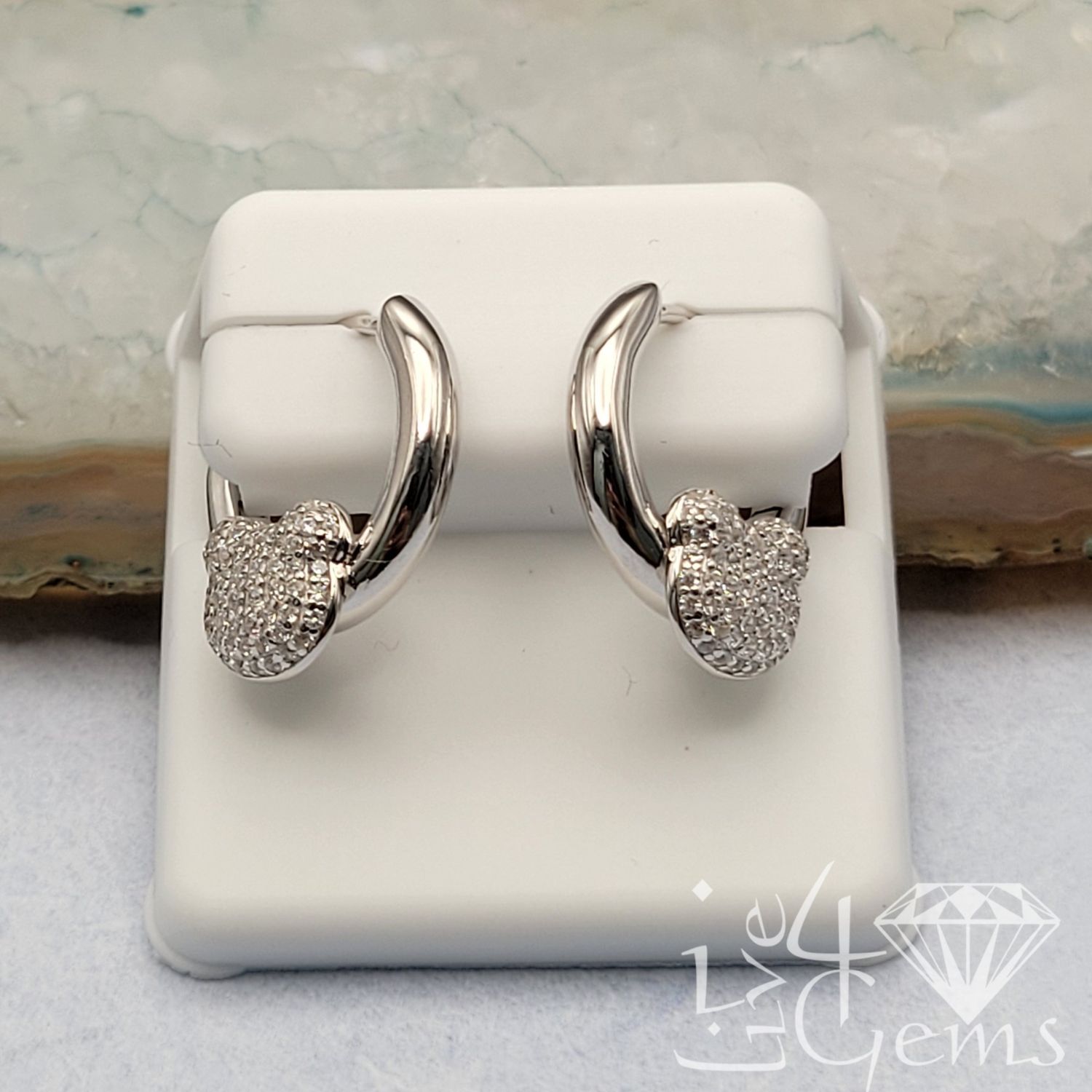 Silver CZ Teddy Shape Hoop