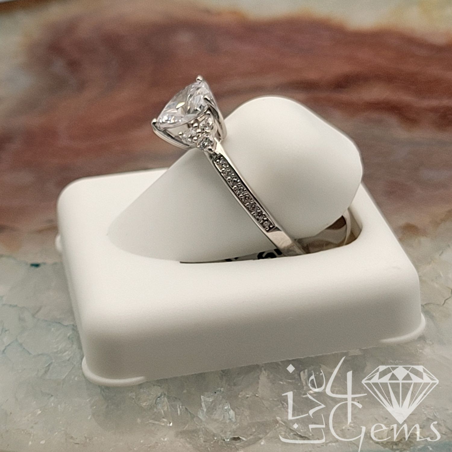 Silver Heart CZ with 2 Round Ring Size 6