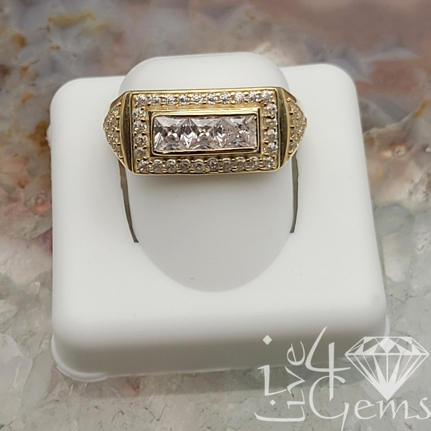 10kty 2D Rectangle Mens CZ Band