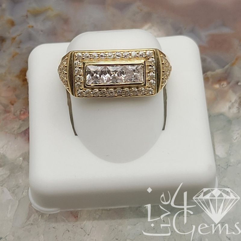 10kty 2D Rectangle Mens CZ Band