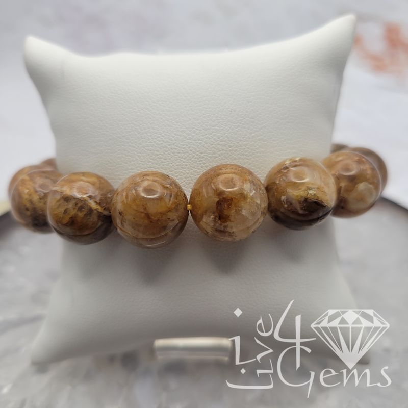 Round Brown Citrine 14mm Bracelet