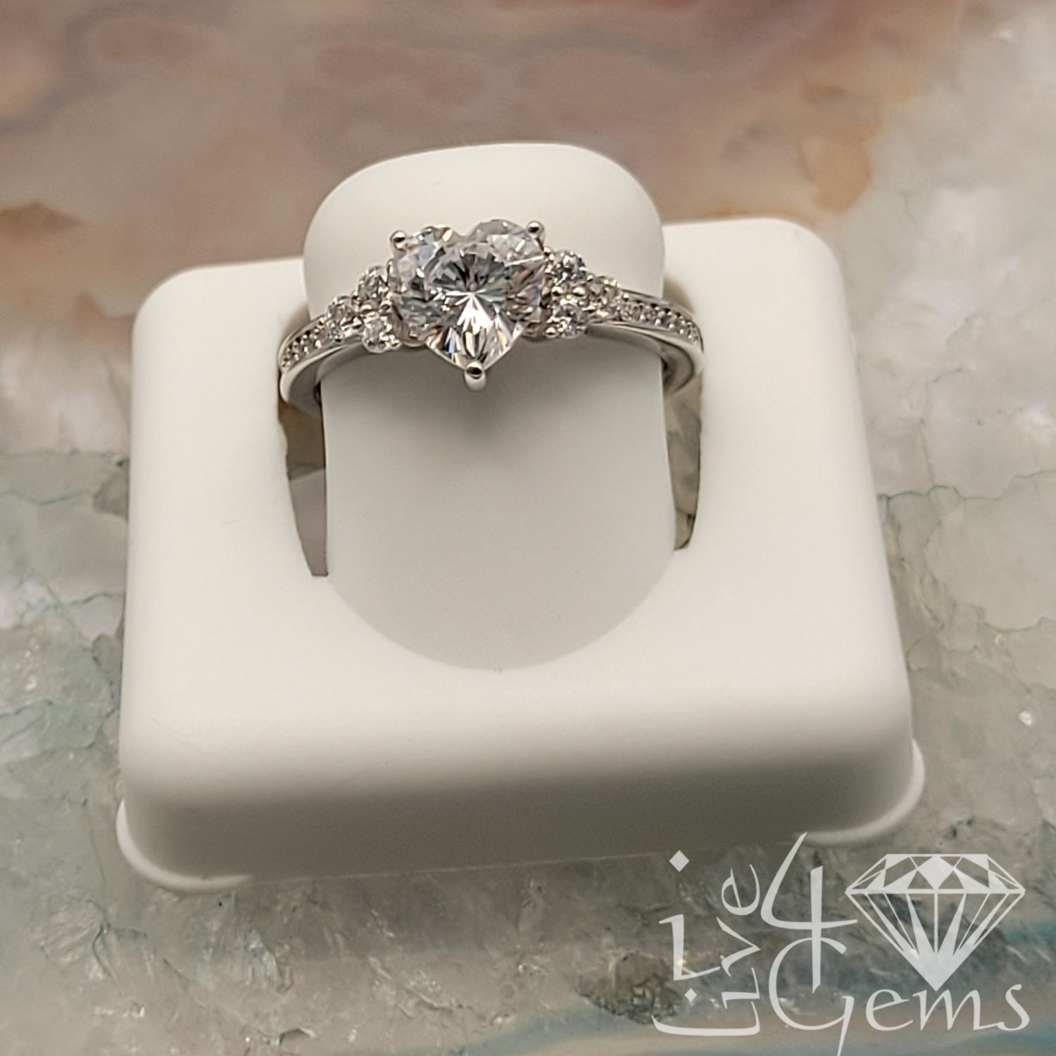 Silver Heart Fancy CZ Ring S7