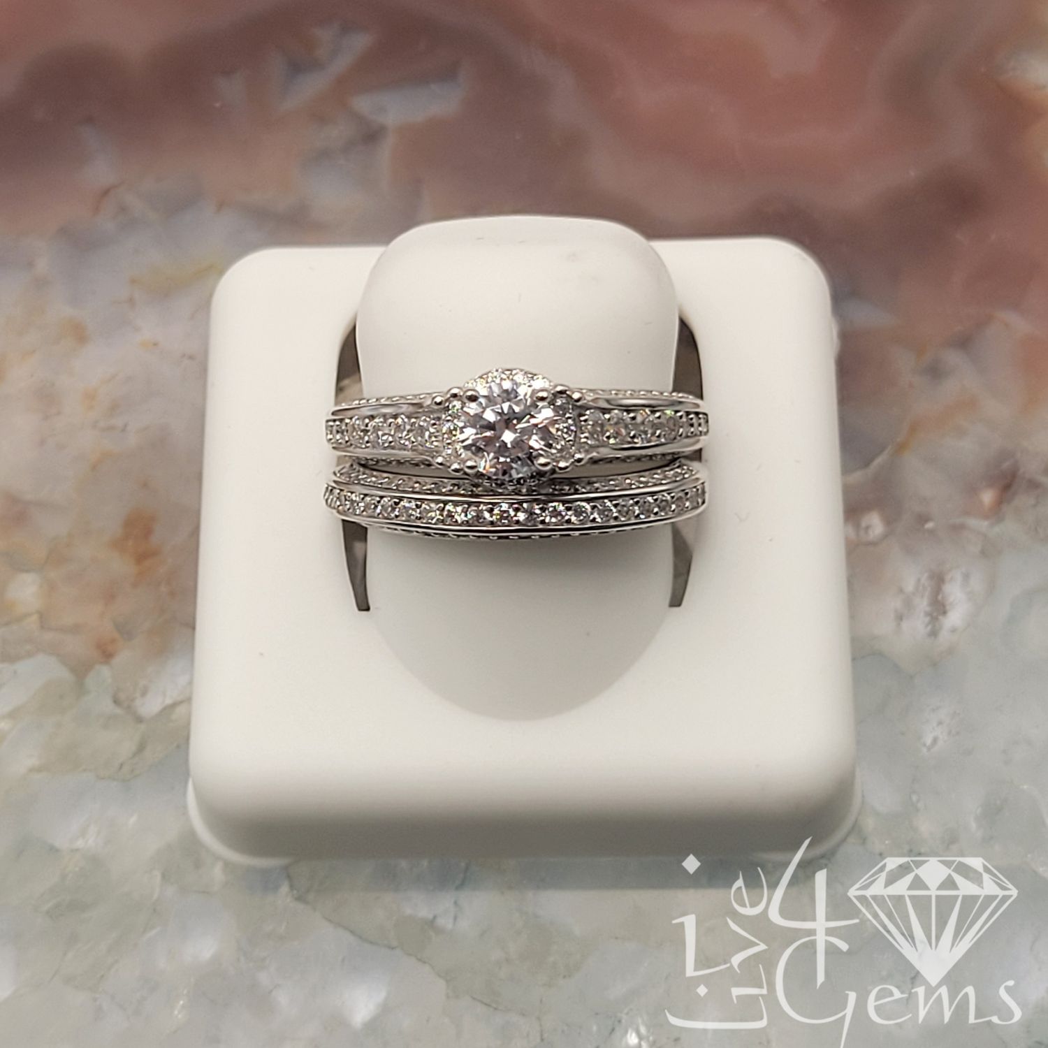 Silver Round Cut Cz Bridal Set