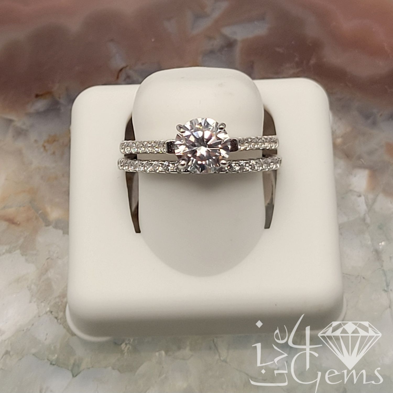 Silver Round Cz Solitaire Bridal Set