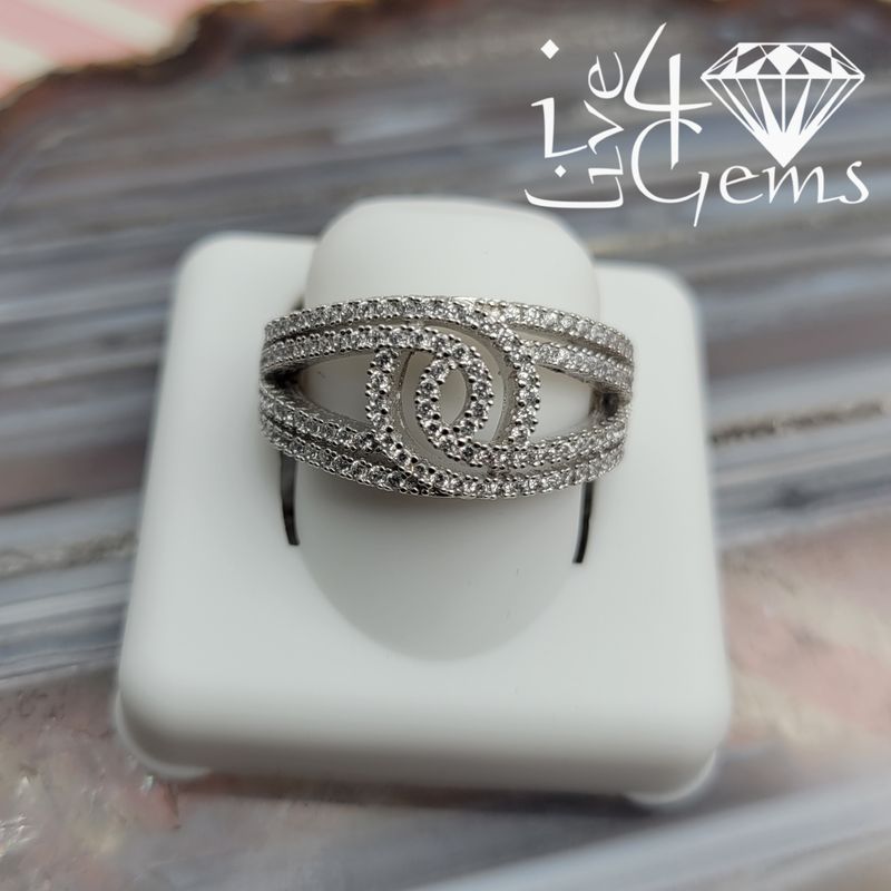 Silver Fancy Knot CZ Ring