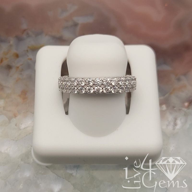Silver Round Cz Double Row Eternity Band 5