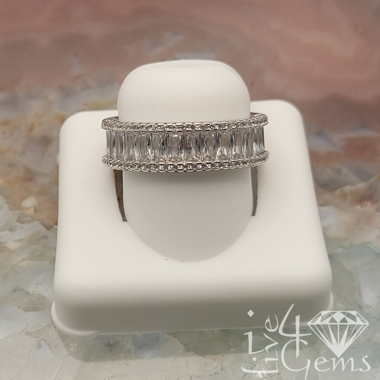Silver Baguette Eternity CZ Band S8