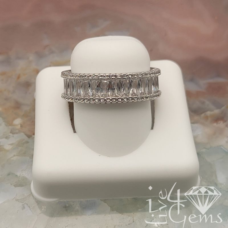 Silver Baguette Cz Eternity Band S8