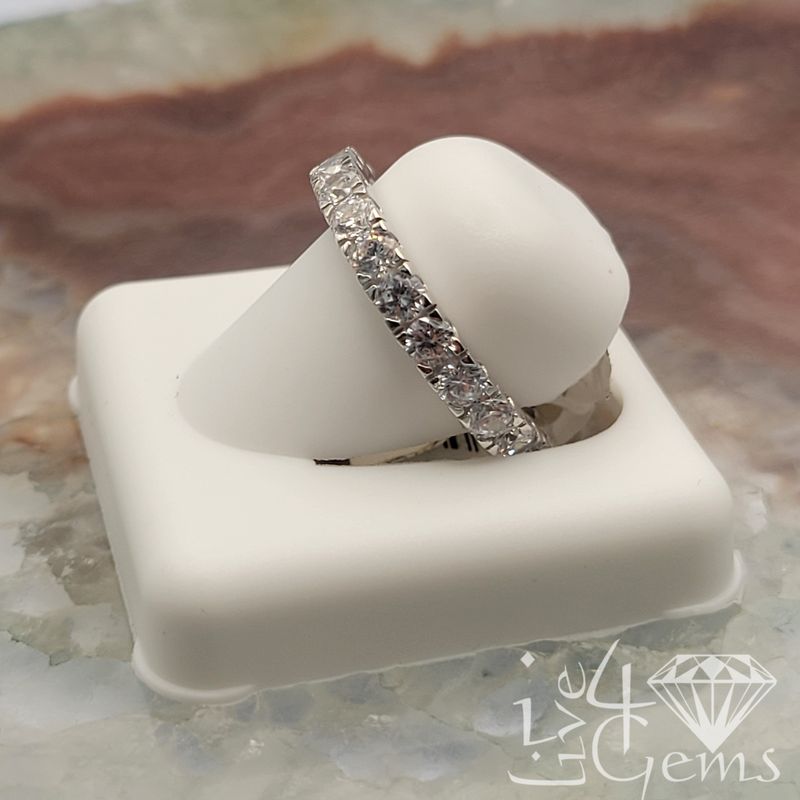 Silver Cz Eternity Band S8