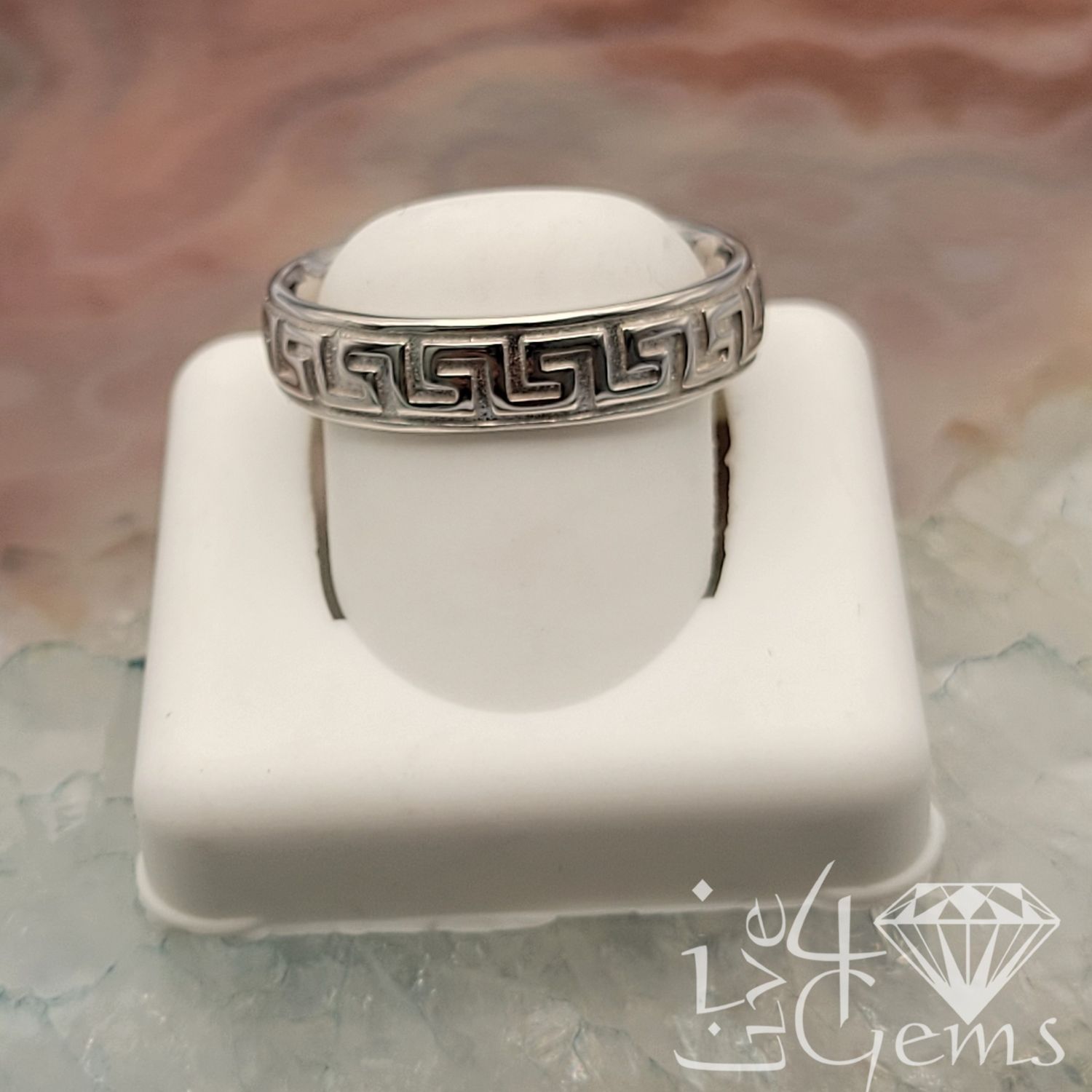 Silver Greek Pattern Ring 6mm