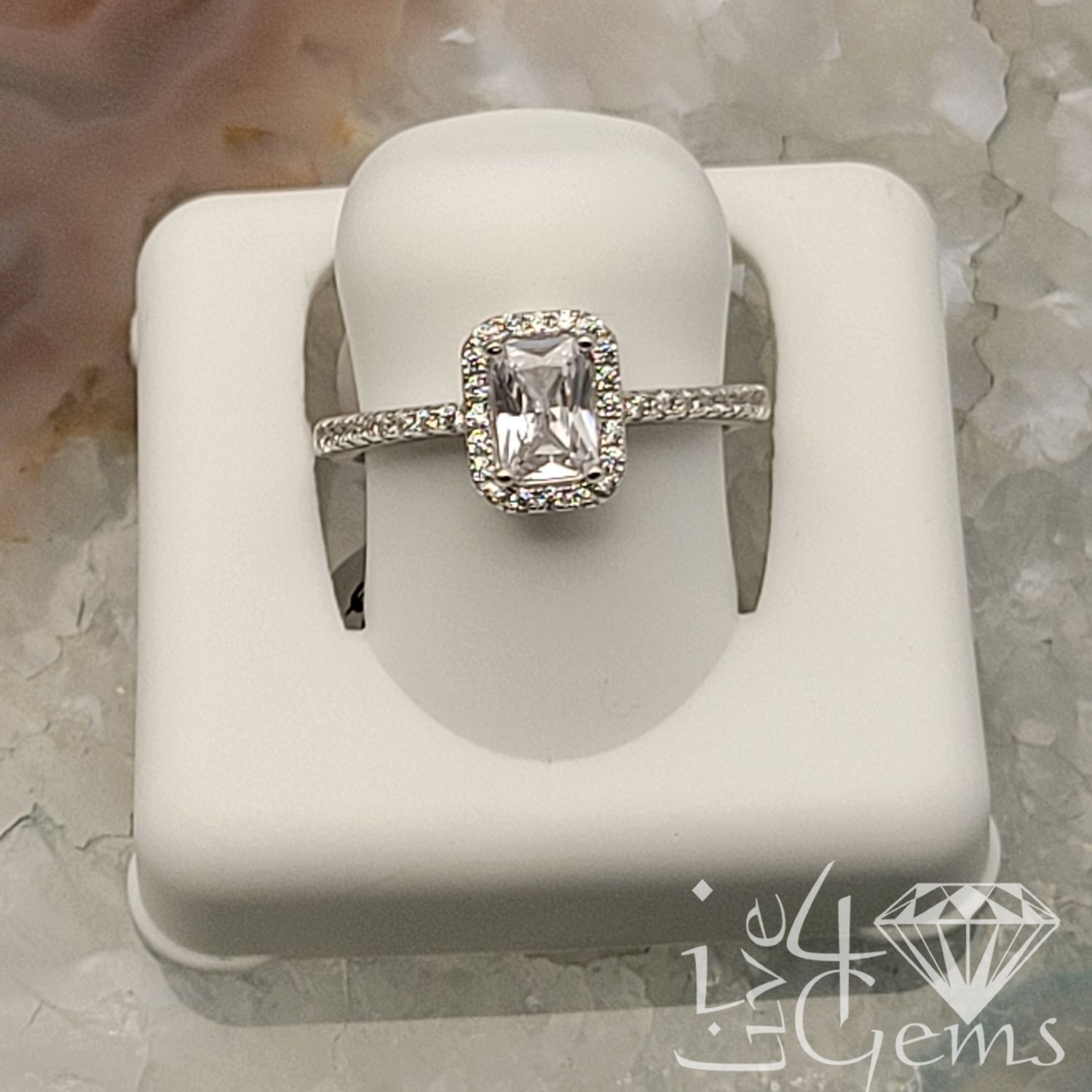 Silver Brilliant Cut Halo CZ Ring S5