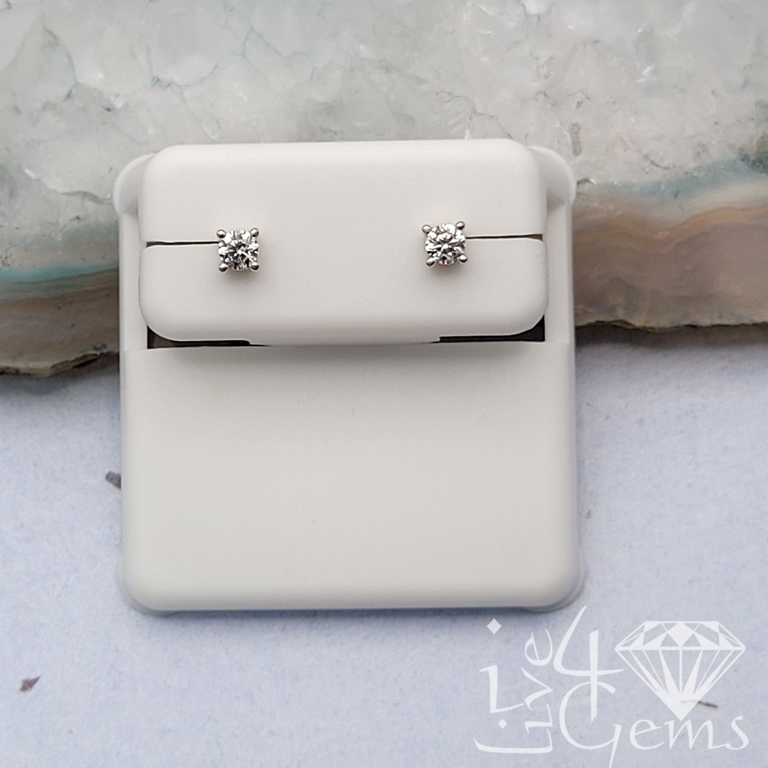 Silver Round Cubic Zirconia Stud CZ 4mm