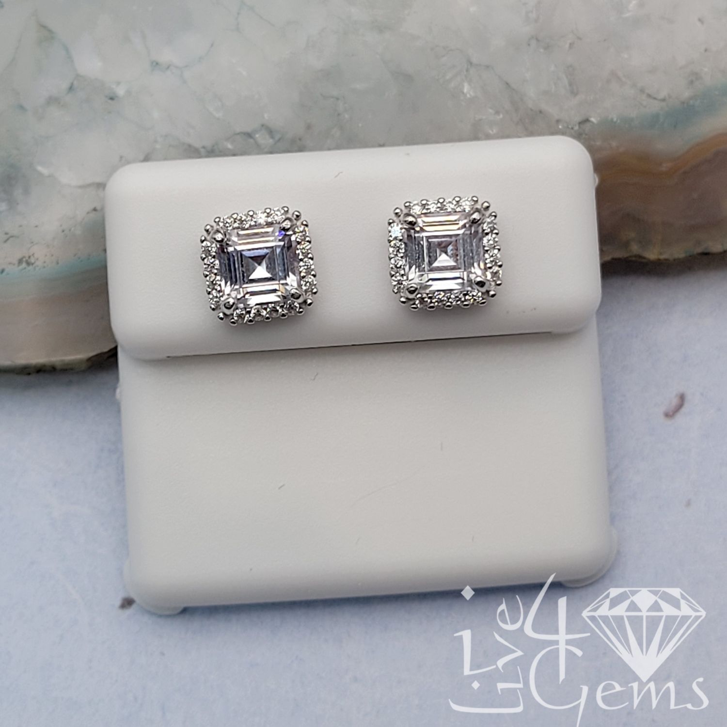 Silver Princess Cut Halo