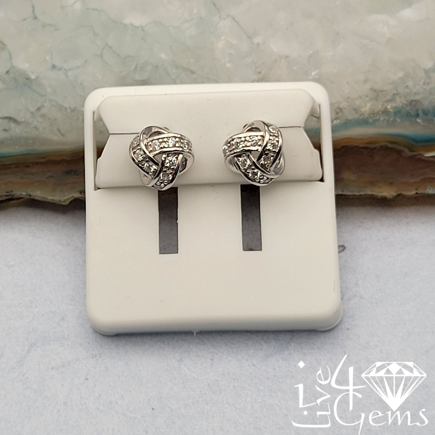 Silver CZ Knot Stud
