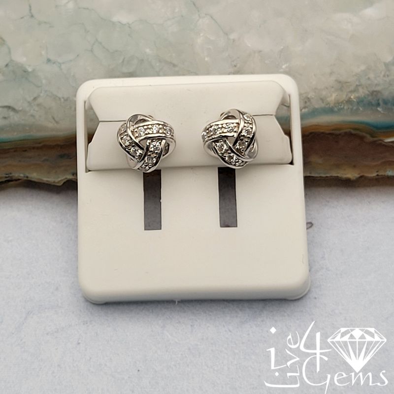 Silver CZ Knot Stud