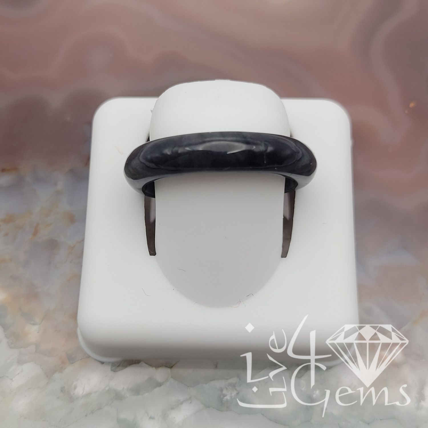 Black Jade Ring 6mm S9