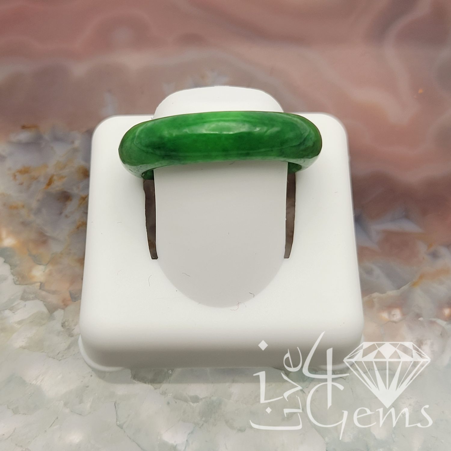 Green Jade Ring 6mm S10