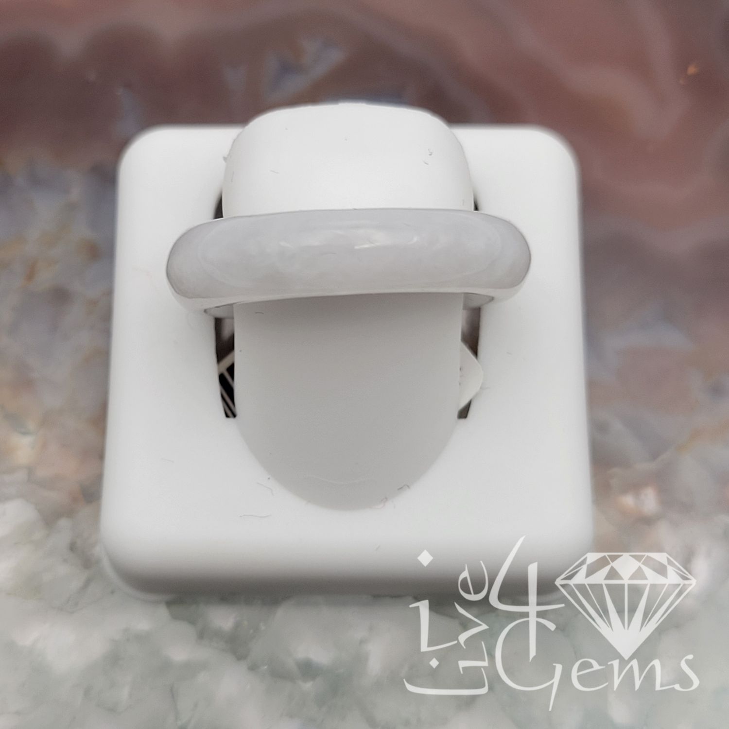 White Jade Ring 6mm S3.5