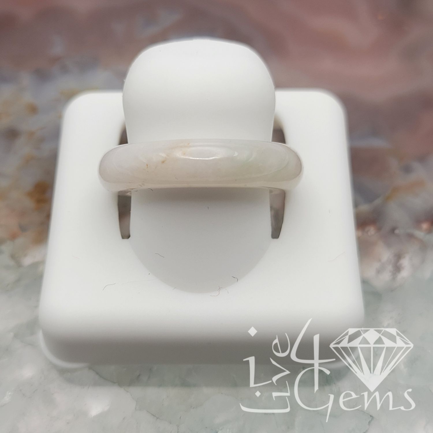 White Jade Ring 6mm S6.5