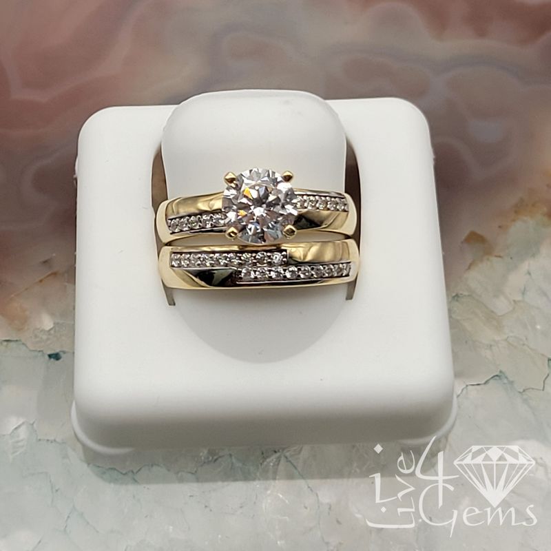 10kty  CZ Single Row Bridal Set