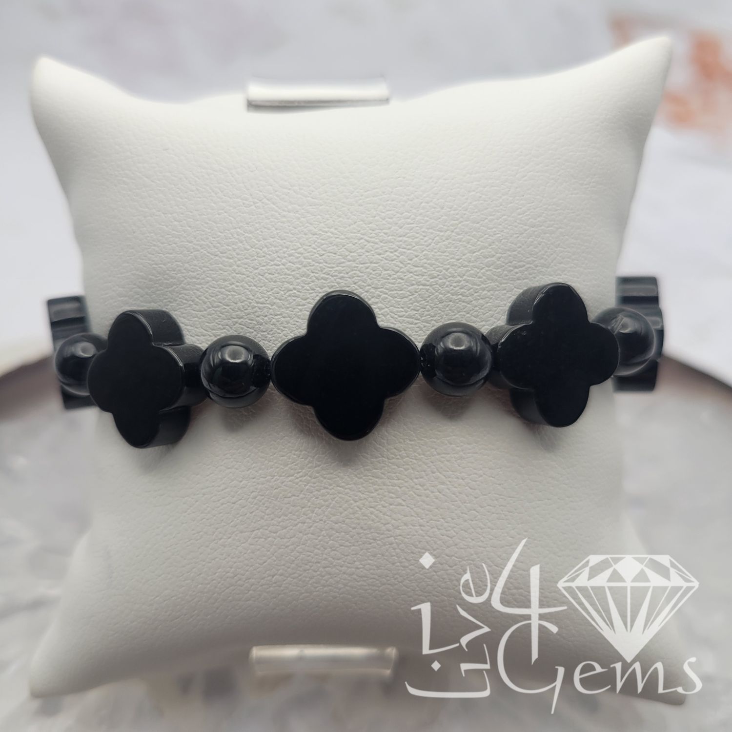 Black Jade Clover Bracelet