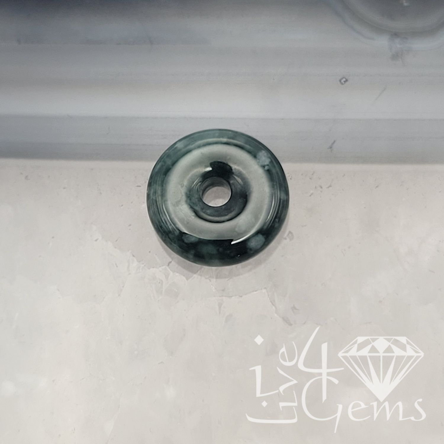 Dark Green Jade Donut Charm