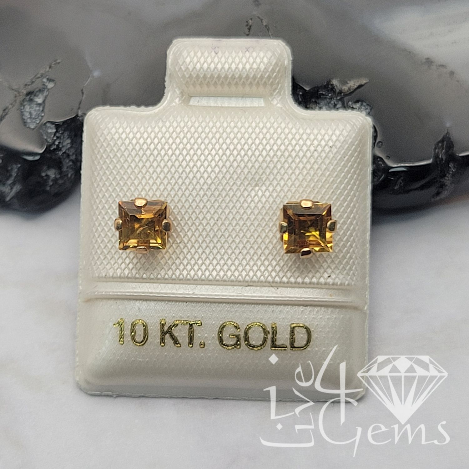 10kty 5x5mm Citrine Stud Earrings