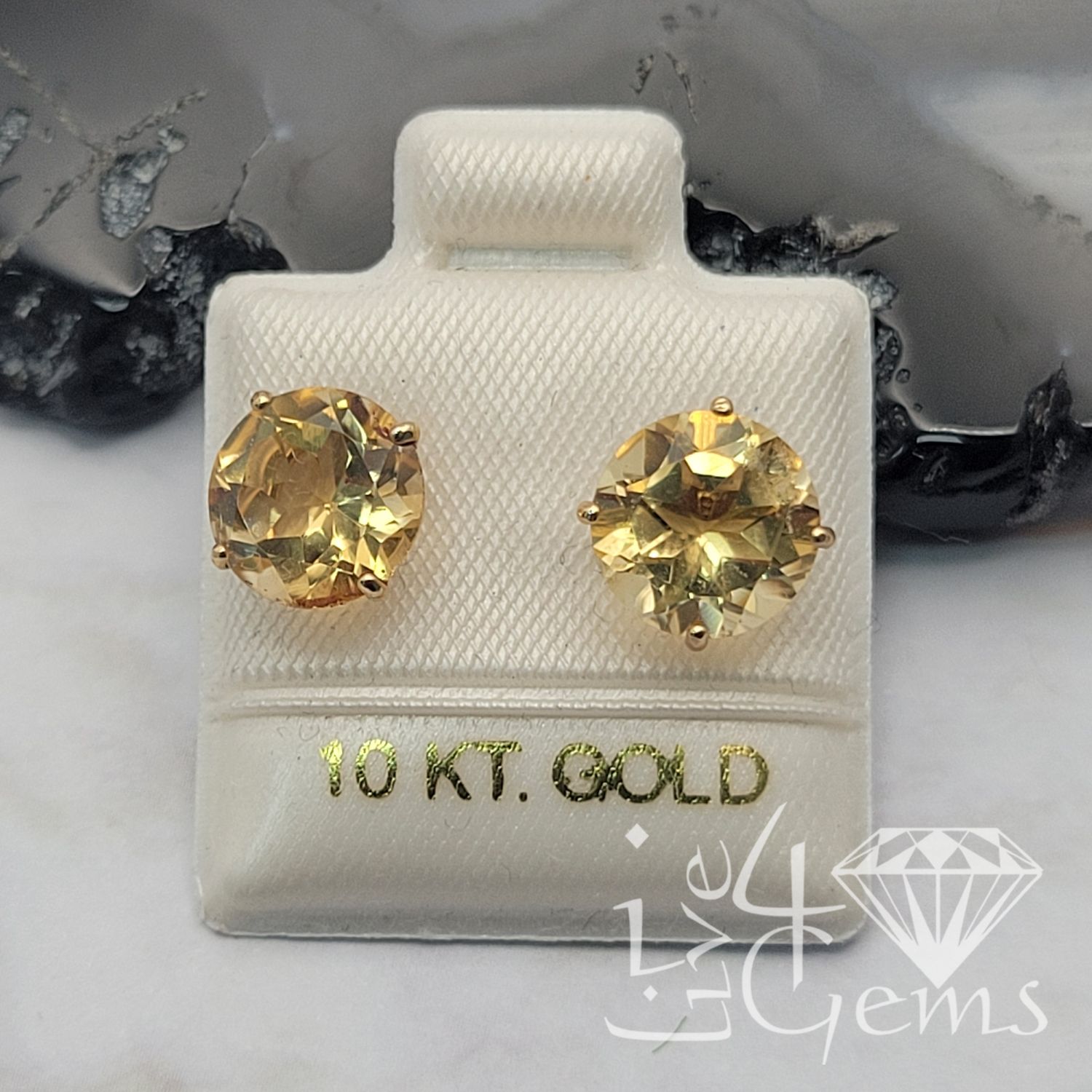 10kty 7mm 2.55ct Citrine Stud Earrings