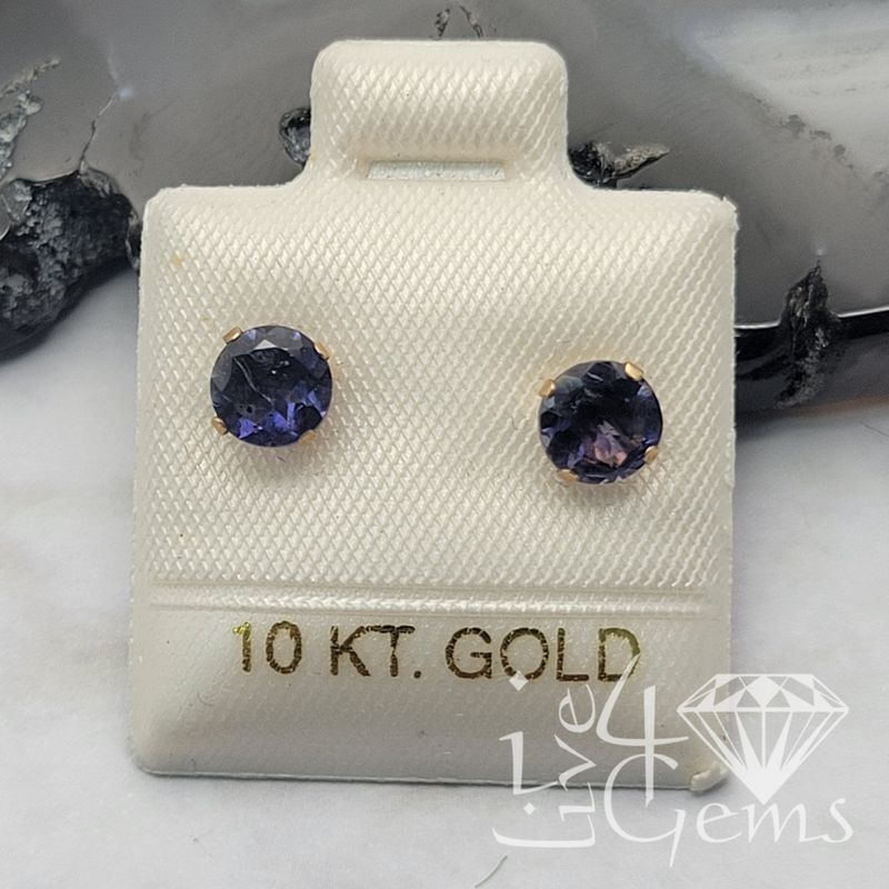 10kty 5mm Iolite Stud Earrings