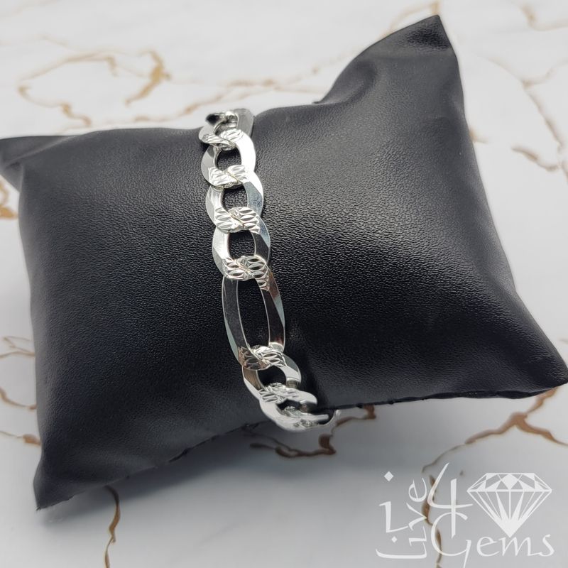 9&quot; Silver 10mm Figaro Link Handband
