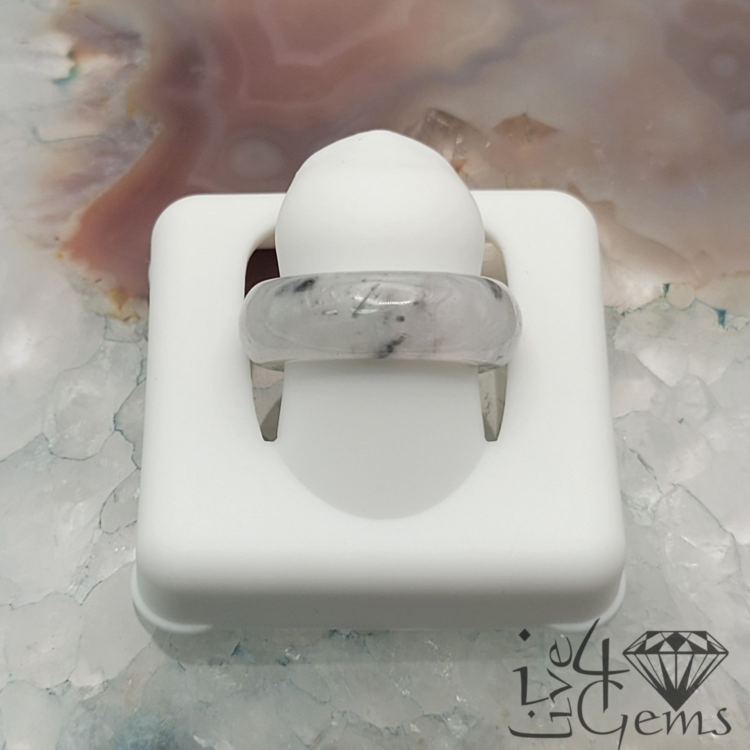 White Jade Ring 7mm S4