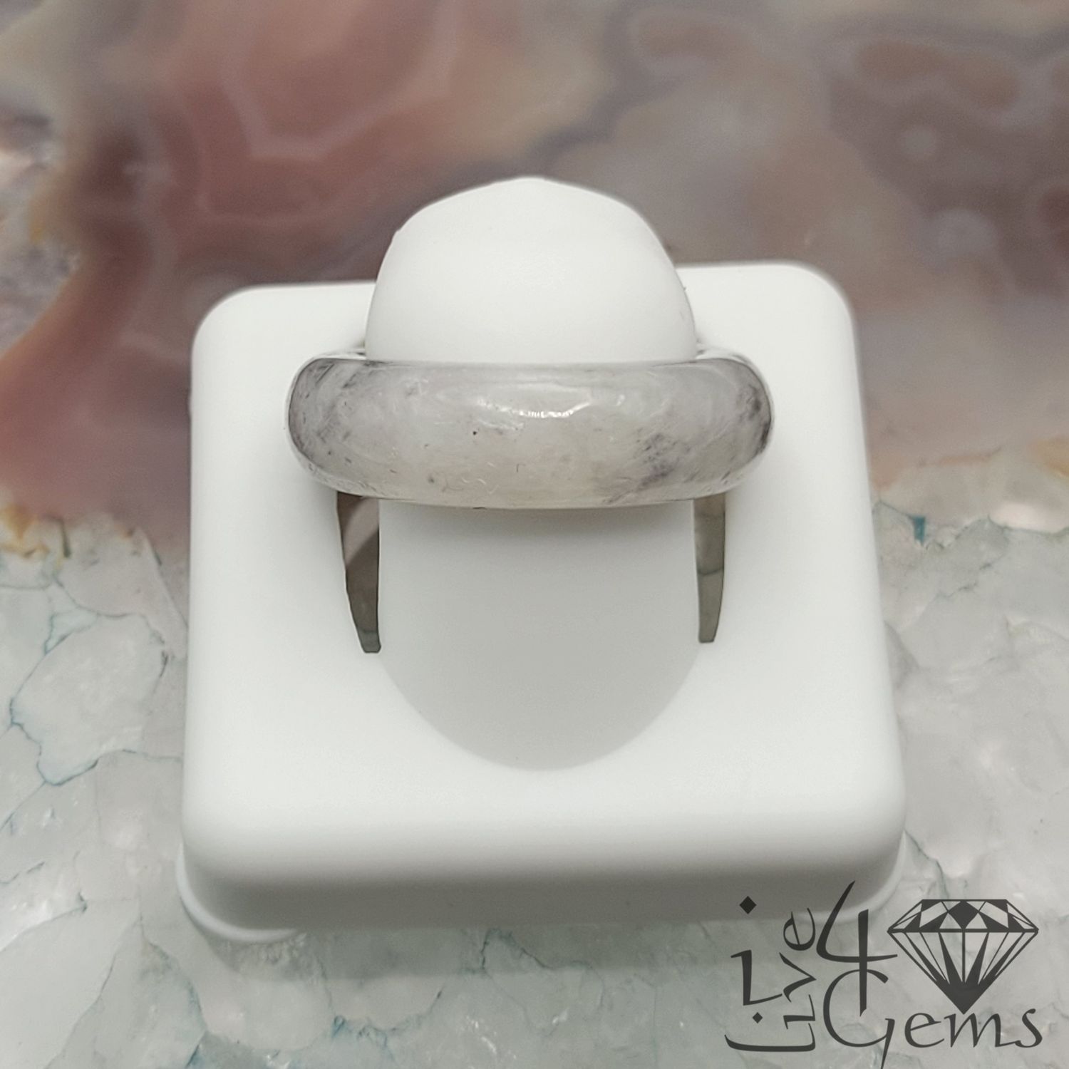 White Jade Ring 7mm S8