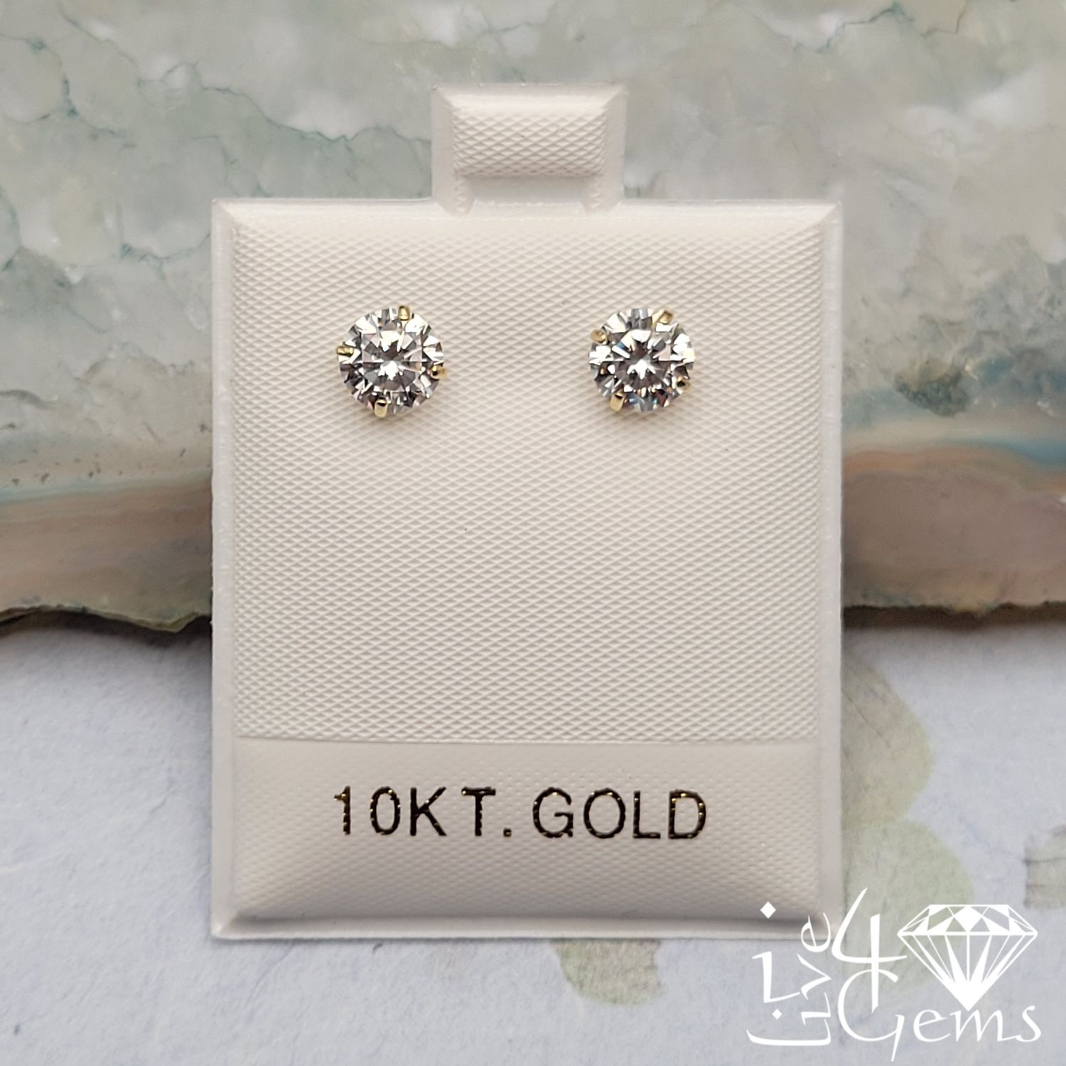 10kty 6mm  Round Cz Stud