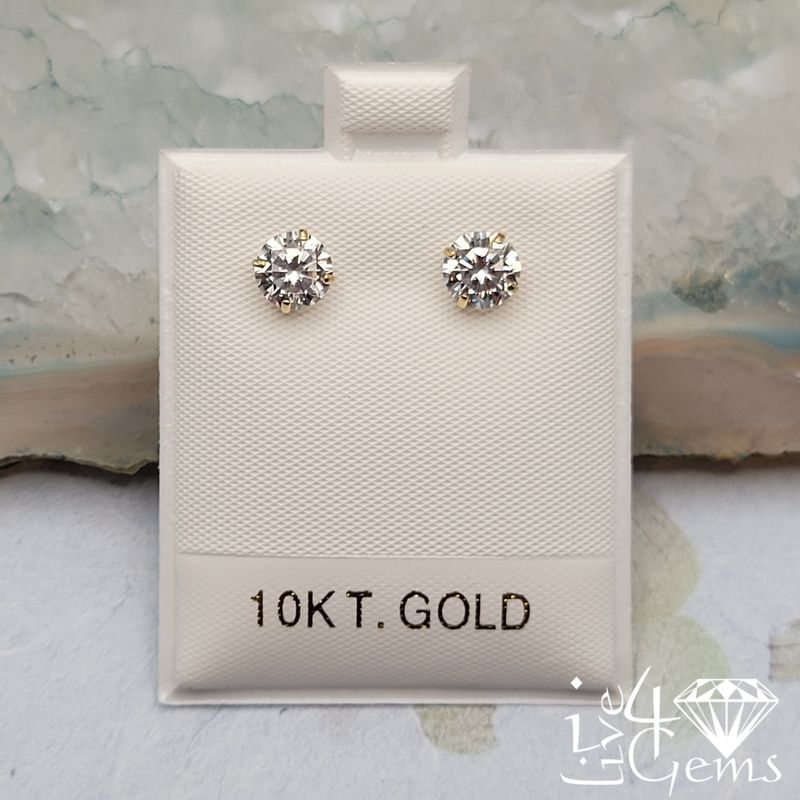 10kty 6mm  Round Cz Stud