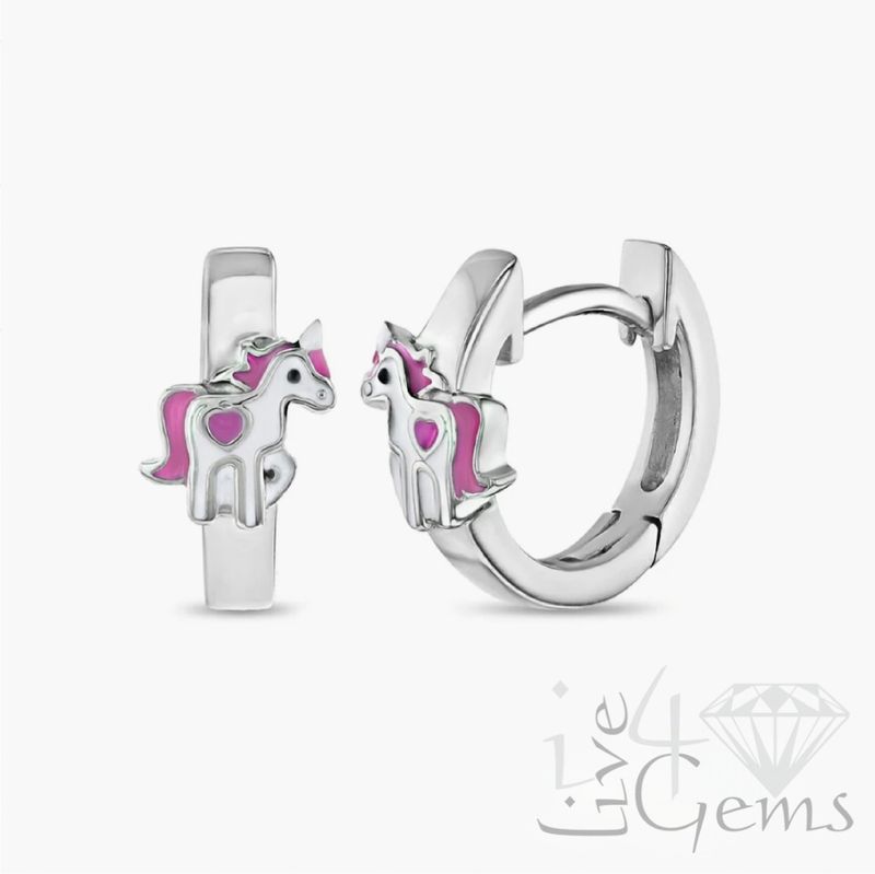 Silver Unicorn Huggie