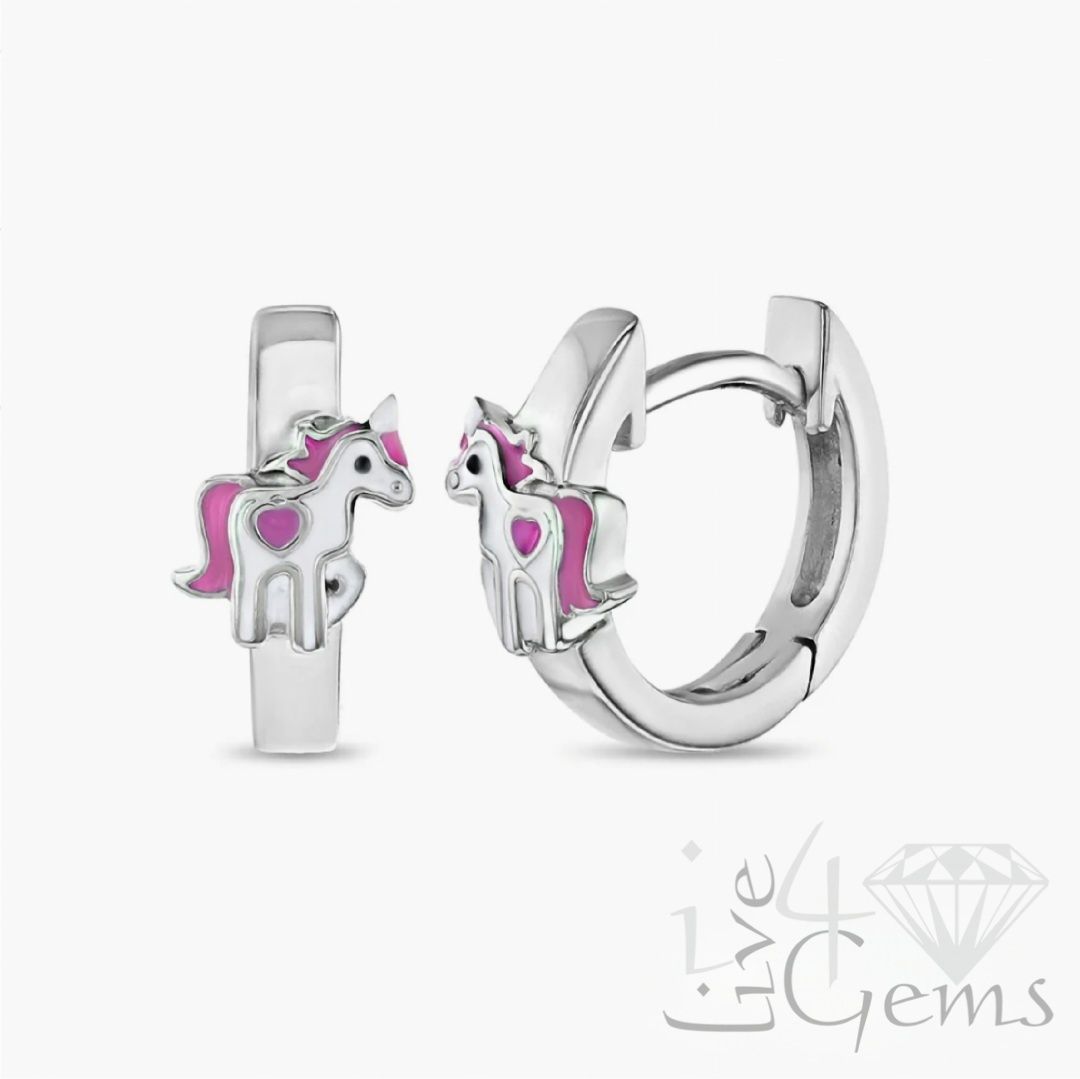 Silver Unicorn Huggie
