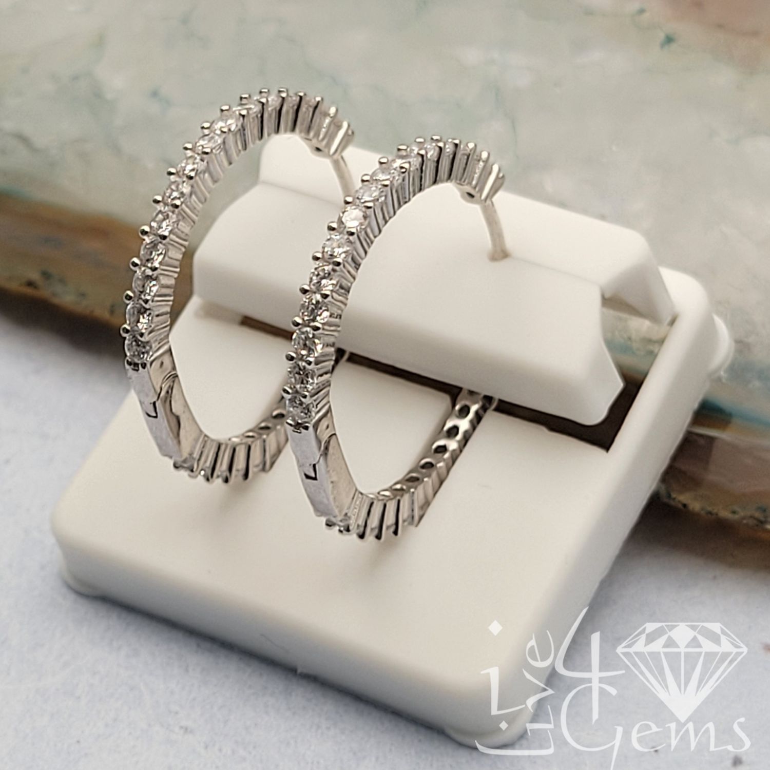 Silver Cz Press Hook 1&quot; Hoop