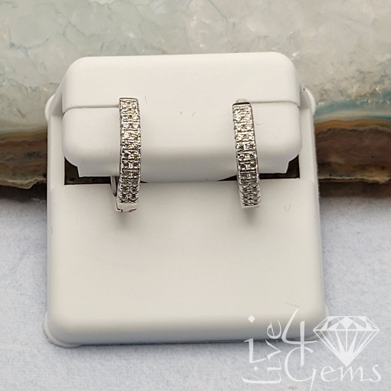 Silver Cz Double Row Hoop