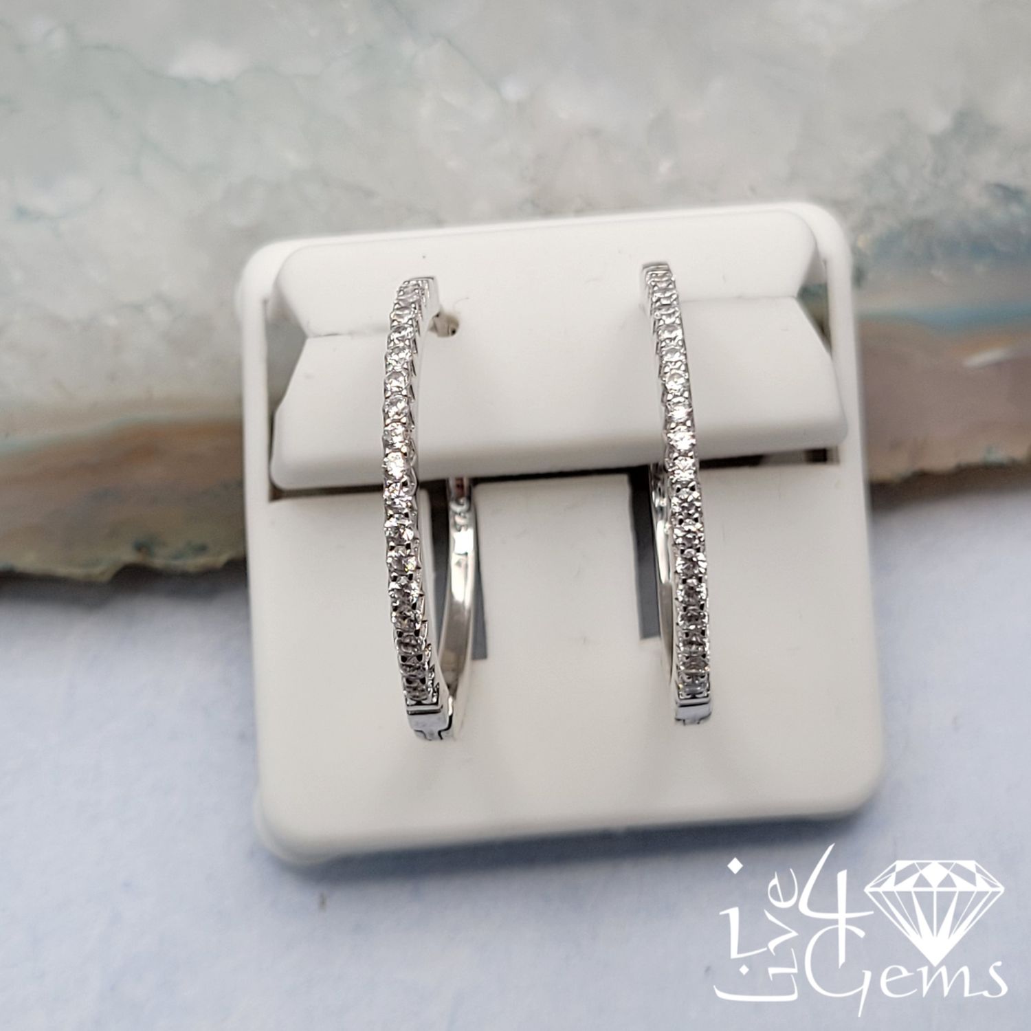 Silver Cz Press Hook Hoop