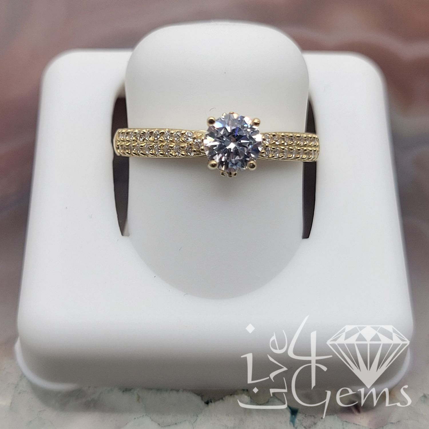 10kty Double Row Solitaire CZ Ring