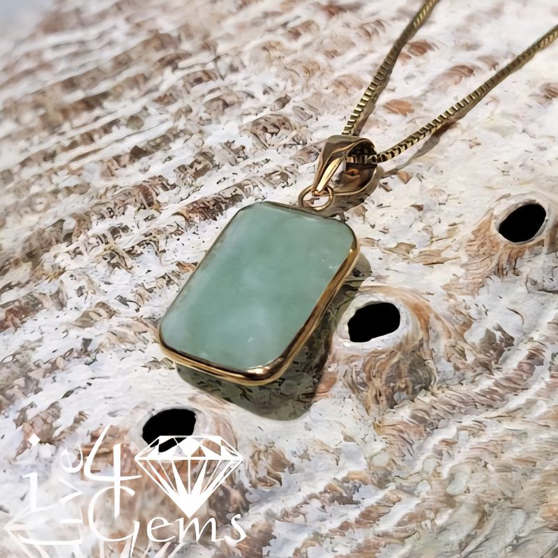 14kt Gold Rectangle Jade Pendant